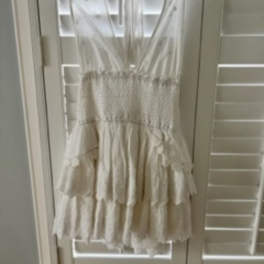 Love Shack Fancy Deanna Halter Mini Dress